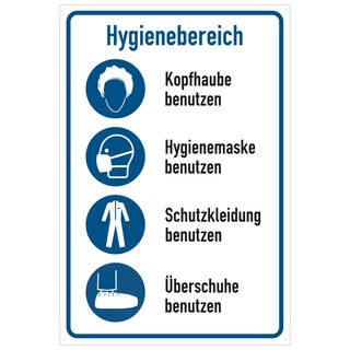 Hinweisschild Verhaltensregeln "Hygienebereich", Aluminium, 200 x 300 mm