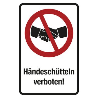 Kombischild Hinweisschild "Händeschütteln verboten!"
