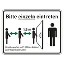 Hinweisschild "Bitte einzeln eintreten",...