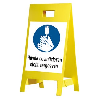 Warnaufsteller "Hände desinfizieren nicht vergessen" Kunststoff, 350 x 650 mm