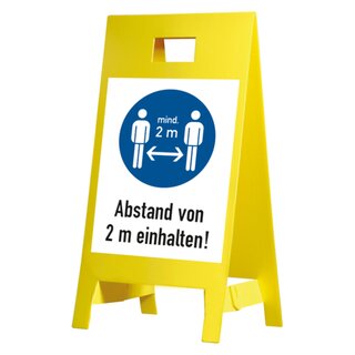 Warnaufsteller "Abstand von 2 m einhalten!" Kunststoff, 350 x 650 mm