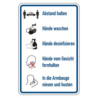 Hinweisschild Verhaltensregeln "Verhaltensregeln gegen die Verbreitung von Viren"