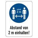 Kombischild Gebotszeichen "Abstand von 2 m...