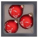 Weihnachtskugeln rot matt mit Baumlandschaft 3 Stück/Set, Ø 8 cm Weihnachtsdeko