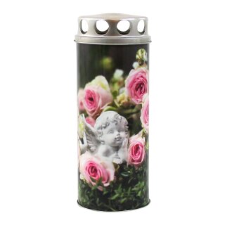 Gedenkkerze Paperlights mit Motiv "Engel mit Rosen" Größe (Ø x H): ca. 65 x 160 mm