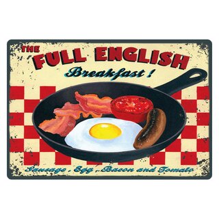 Schild Spruch "The Full English Breakfast" 30 x 20 cm Blechschild