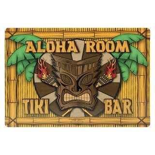 Schild Spruch "Aloha Room Tiki Bar" 30 x 20 cm Blechschild