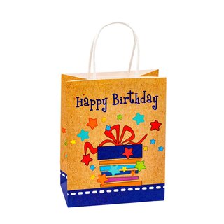 TSI 6er Pack Geschenktüte mittel Kraftpapier ca. 18 x 10 x 23 cm Happy Birthday Geschenkverpackung Geburtstag Geschenktaschen