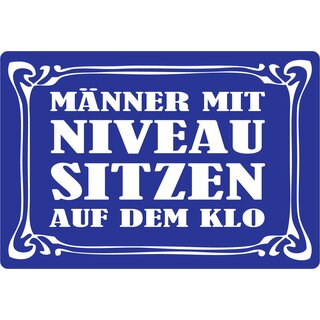 Schild Spruch "Männer mit Niveau sitzen auf dem Klo" 20 x 30 cm Blechschild