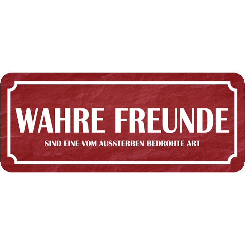 Schild Spruch "wahre Freunde vom Aussterben bedrohte Art" 27 x 10 c