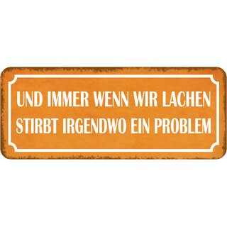 Schild Spruch "Immer wenn wir lachen stirbt ein Problem" 27 x 10 cm 