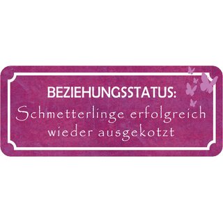Schild Spruch "Beziehungsstatus: Schmetterlinge ausgekotzt" 27 x 10 cm  