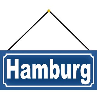 Schild Spruch "Hamburg" 27 x 10 cm Blechschild mit Kordel