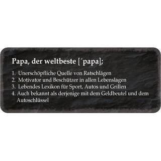 Schild Spruch Papa weltbeste &ndash; Ratschläge, Beschützer, Lexikon 27 x 10 cm   
