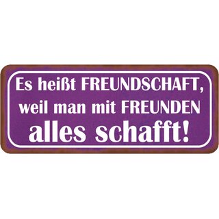 Schild Spruch "Freundschaft, weil man mit Freunden alles schafft" 27 x 10 cm   