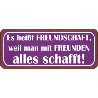 Schild Spruch "Freundschaft, weil man mit Freunden alles schafft" 27 x 10 cm