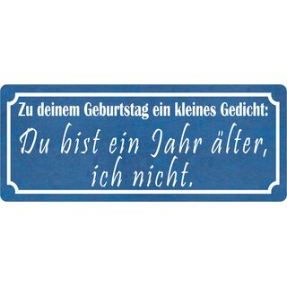 Schild Spruch "Geburtstag Gedicht - ein Jahr älter, ich nicht" 27 x 10 cm   