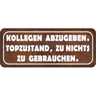 Schild Spruch "Kollegen abzugeben - top Zustand, nichts gebrauchen" 27 x 10 cm 