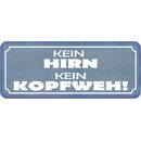 Schild Spruch "Kein Hirn kein Kopfweh" 27 x 10 cm