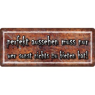 Schild Spruch "perfekt aussehen wer nichts zu bieten hat" 27 x 10 cm