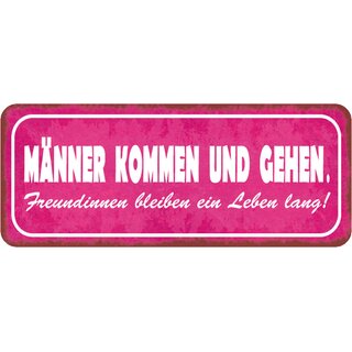 Schild Spruch "Männer kommen gehen - Freundinnen bleiben" 27 x 10 cm