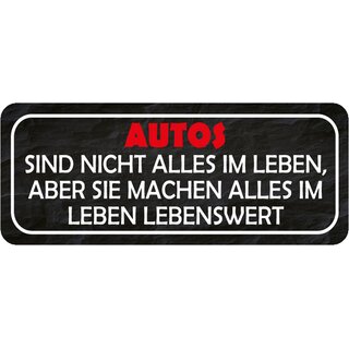Schild Spruch "Autos nicht alles Leben - machen lebenswerter" 27 x 10 cm 