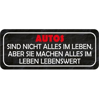 Schild Spruch "Autos nicht alles Leben - machen lebenswerter" 27 x 10 cm