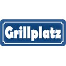 Schild Spruch "Grillplatz" blau 27 x 10 cm 