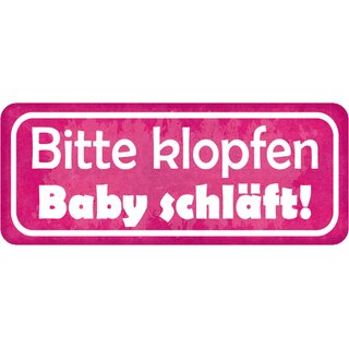 Schild Spruch "Bitte klopfen Baby schläft" 27 x 10 cm 