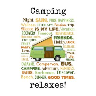 Schild Spruch "Camping relaxes" 20 x 30 cm 