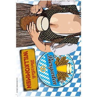 Schild Spruch "Biergarten Herzlich Willkommen" 20 x 30 cm 