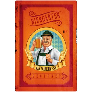 Schild Spruch "Biergarten geöffnet Oktoberfest" 20 x 30 cm