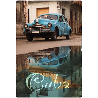 Schild Vintage "Cuba Oldtimer blau Pfütze" 20 x 30 cm 