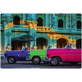 Schild Vintage "Cuba Oldtimer rot/ grün/ blau" 20 x 30 cm