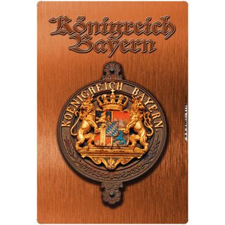 Schild Wappen "Königreich Bayern Kupferoptik" 20 x 30 cm 