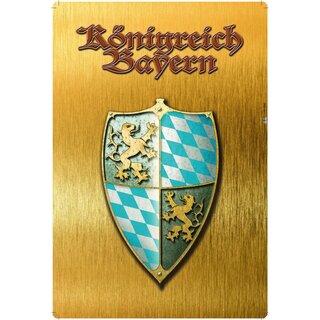 Schild Wappen "Königreich Bayern Goldoptik" 20 x 30 cm