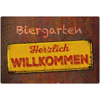 Schild Spruch "Biergarten Herzlich Willkommen Rostoptik" 20 x 30 cm 