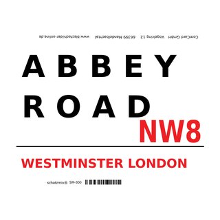 Schild "Abbey Road NW8 weiß" 20 x 30 cm 