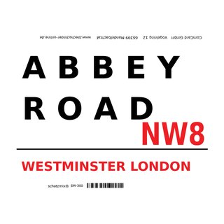 Schild "Abbey Road NW8 weiß" 20 x 30 cm