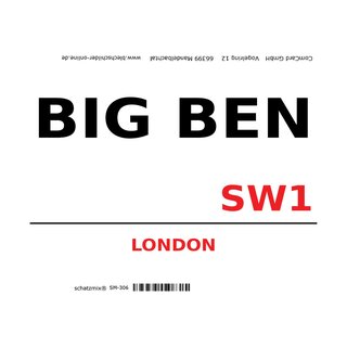 Schild Big Ben SW1 weiß 20 x 30 cm
