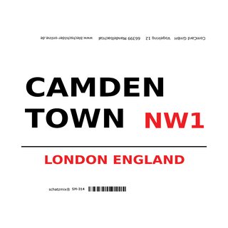 Schild "Camden Town NW1 weiß" 20 x 30 cm 