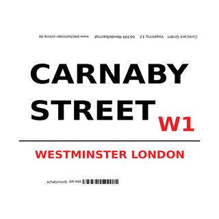 Schild "Carnaby Street W1 weiß" 20 x 30 cm 