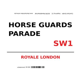 Schild "Horse Guards Parade SW1 weiß" 20 x 30 cm