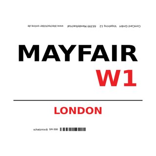 Schild "Mayfair W1 weiß" 20 x 30 cm 