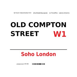 Schild "Old Compton Street W1 weiß" 20 x 30 cm 