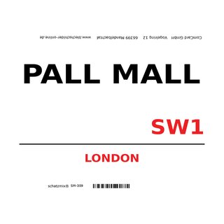 Schild "Pall Mall SW1 weiß" 20 x 30 cm 