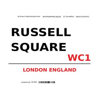 Schild "Russel Square WC1 weiß" 20 x 30 cm 