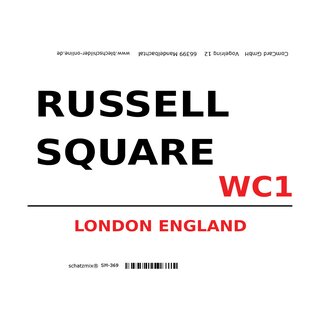 Schild "Russel Square WC1 weiß" 20 x 30 cm
