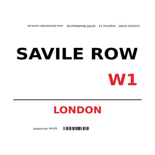 Schild "Savile Row W1 weiß" 20 x 30 cm 