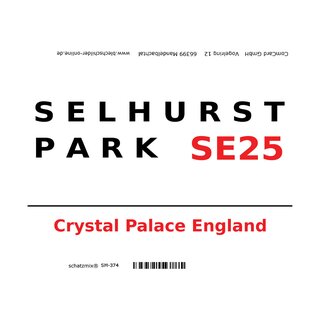 Schild "Selhurst Park SE25 weiß" 20 x 30 cm 